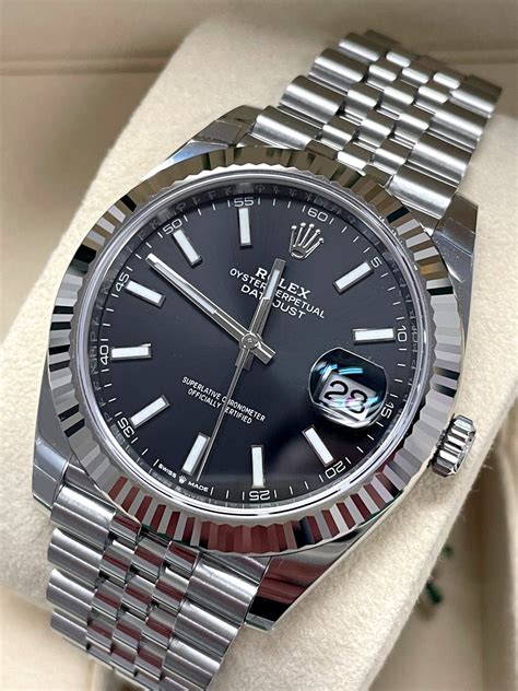 rolex mens datejust black dial stainless steel watch